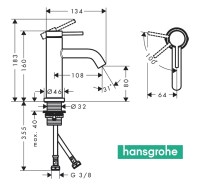 MEDIDAS MONOMANDO LAVABO 80 TECTURIS HANSGROHE